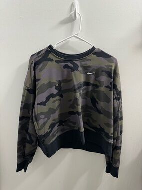 Nike Women’s Camo Crewneck Sweatshirt - Olive, Black, Gray